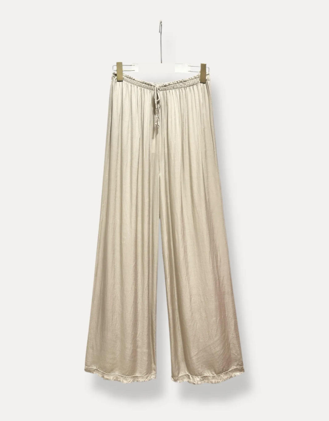 leichte viscosehose mit cut-off-saum | beige