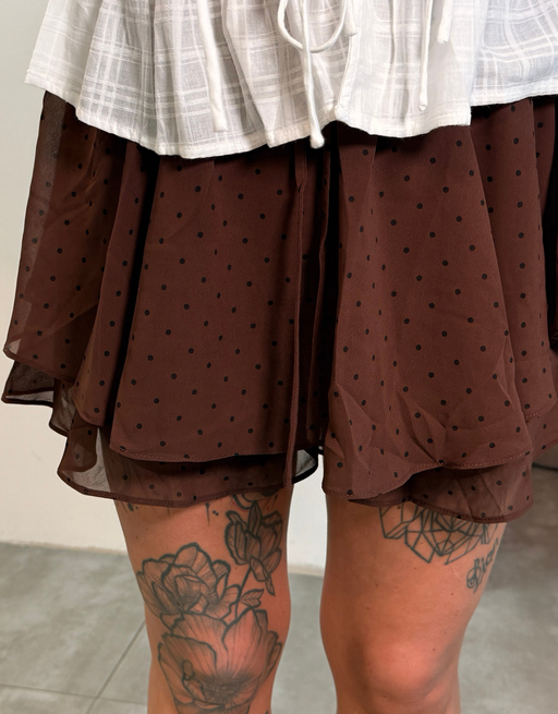 hosenrock gepunktet skort stretch | schokobraun
