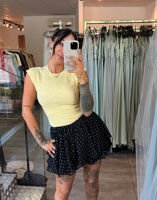 hosenrock gepunktet skort stretch | schwarz