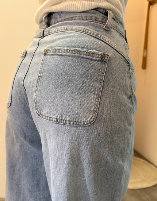 high rise ballon jean | summer blue