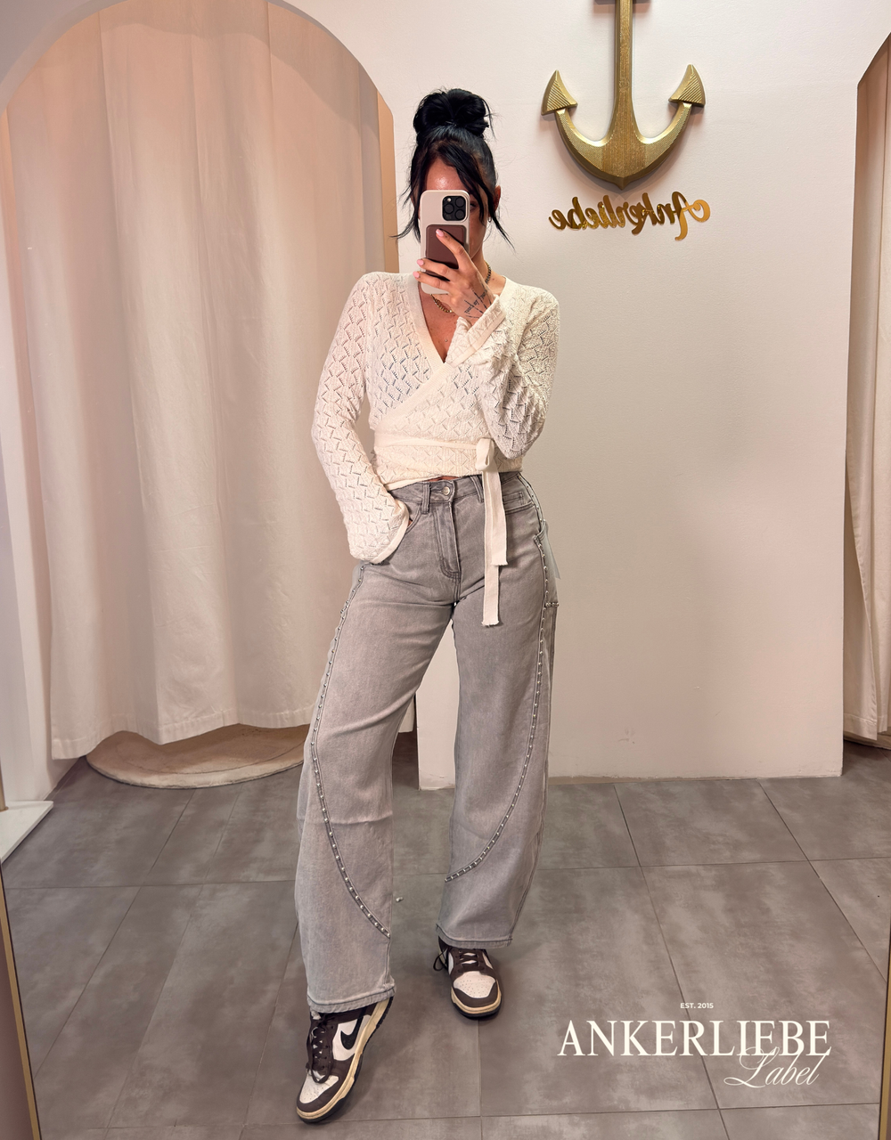 soft denim ballon jean | light grey stud