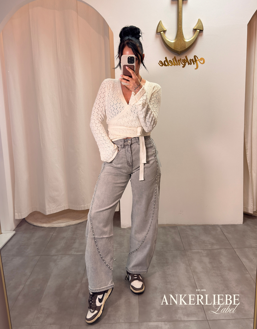 soft denim ballon jean | light grey stud