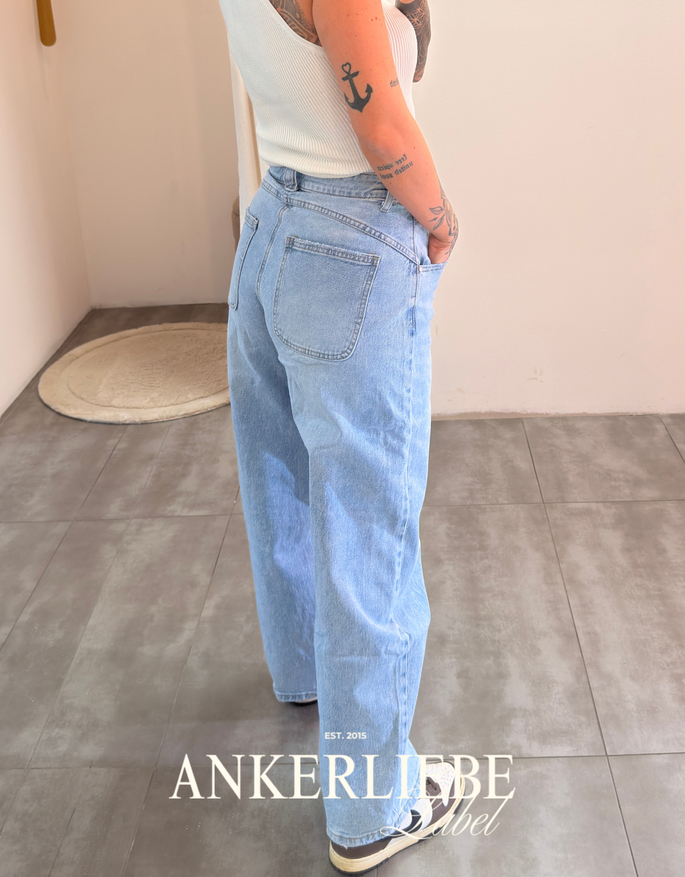 high rise ballon jean | summer blue