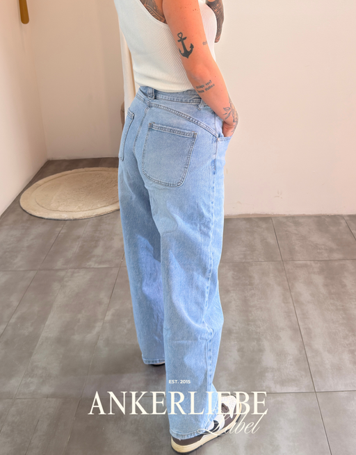 high rise ballon jean | summer blue