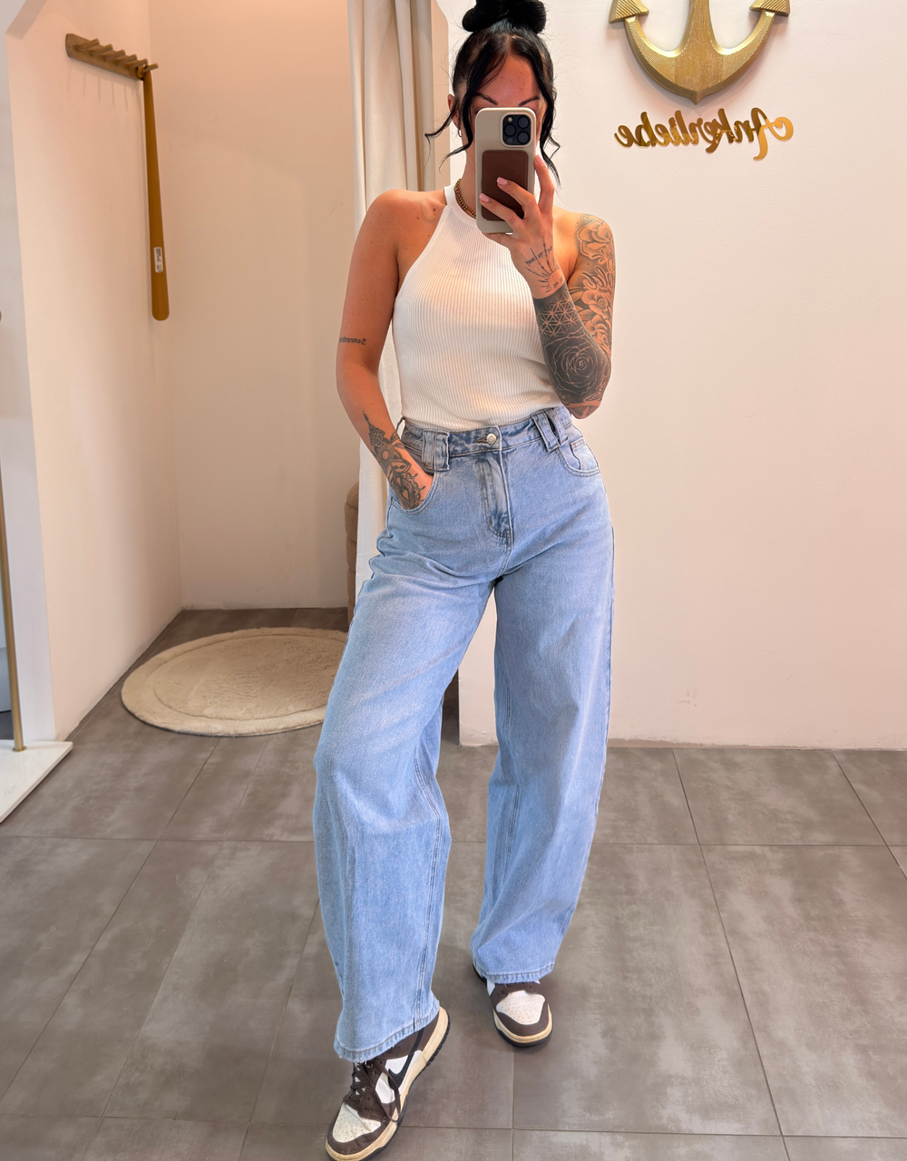 high rise ballon jean | summer blue