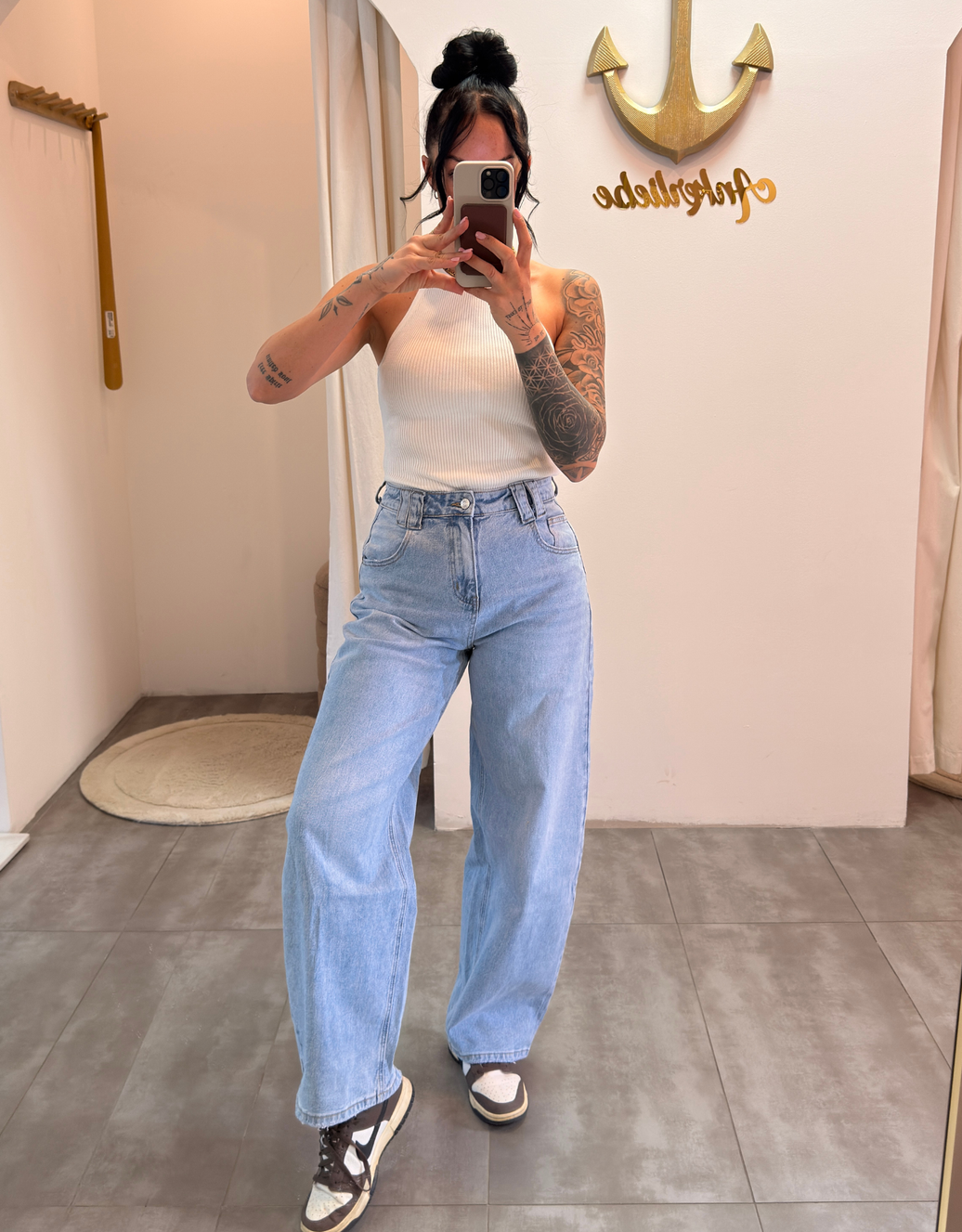 high rise ballon jean | summer blue