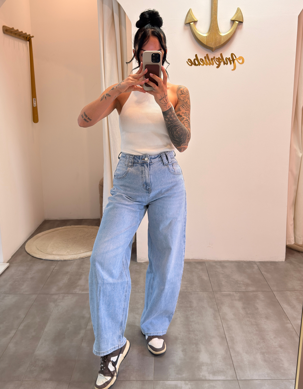 high rise ballon jean | summer blue