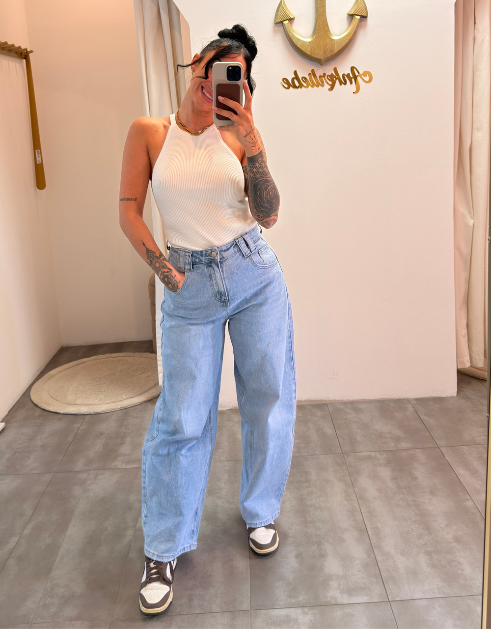 high rise ballon jean | summer blue