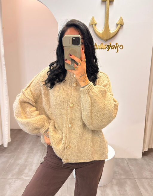 wollweste mit knöpfen | beige