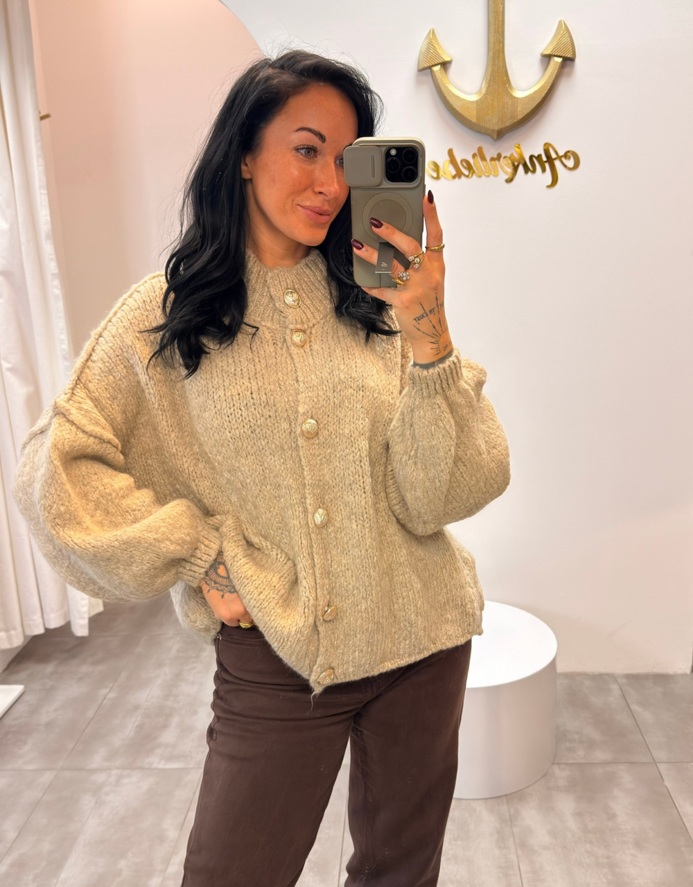 wollweste mit knöpfen | beige
