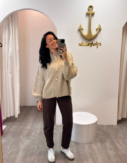 wollweste mit knöpfen | beige