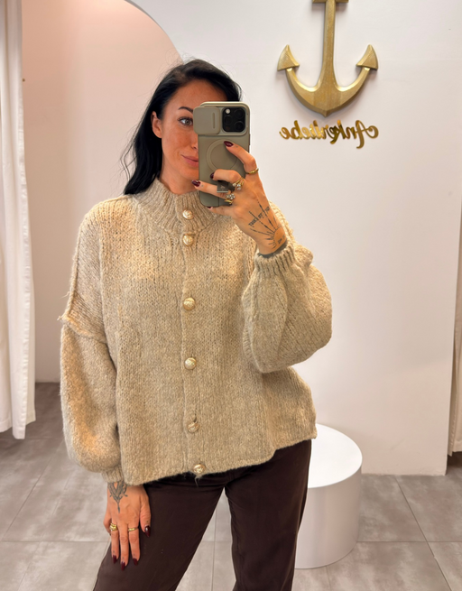 wollweste mit knöpfen | beige