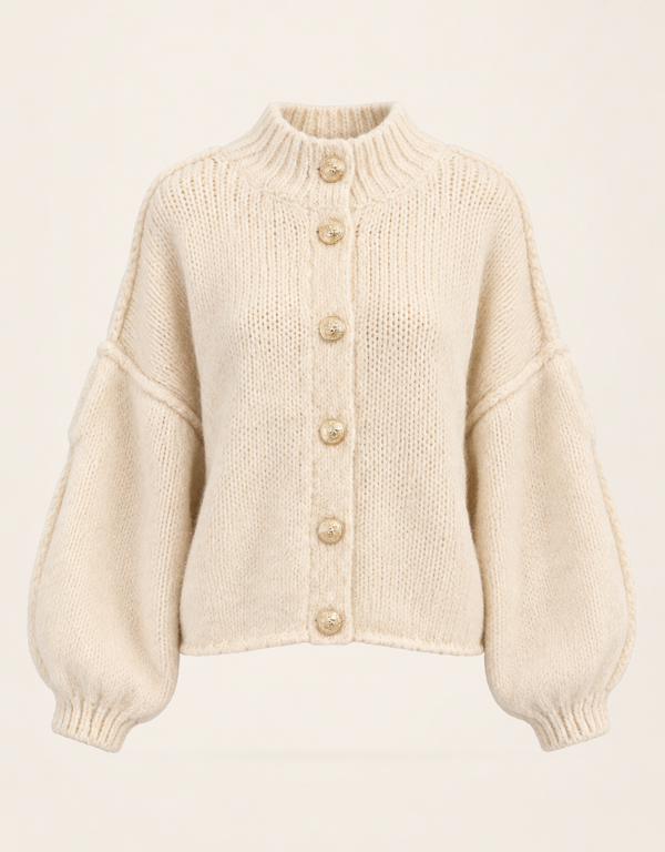 wollweste mit knöpfen | creme