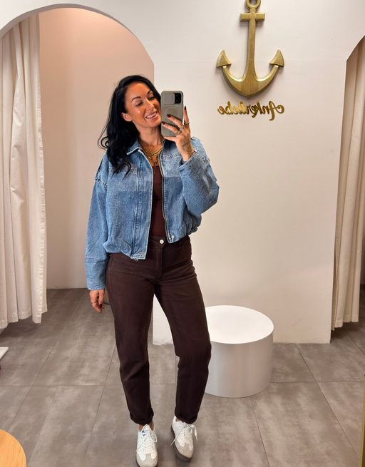 ballon denim jacke | bomber