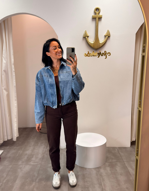 ballon denim jacke | bomber