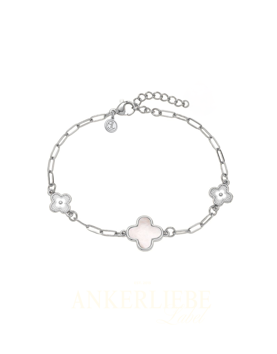 image kleeblatt-armband mit perlmutt | gold und silber