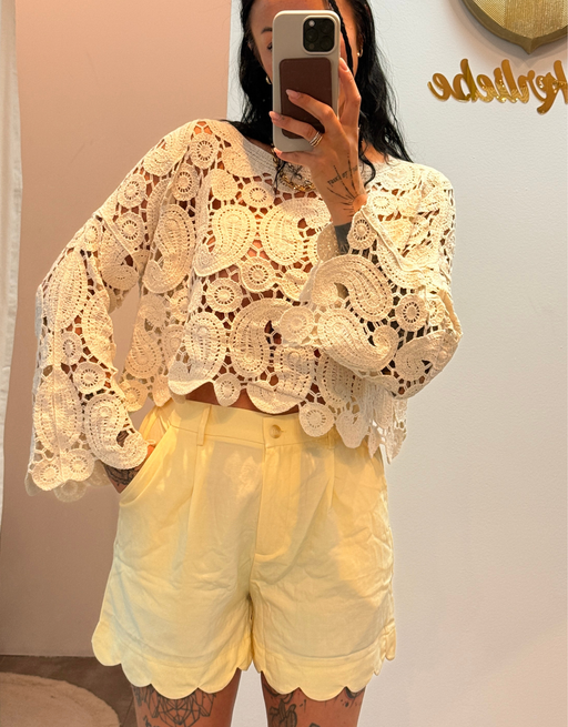 leichte leinen-look shorts | butteryellow