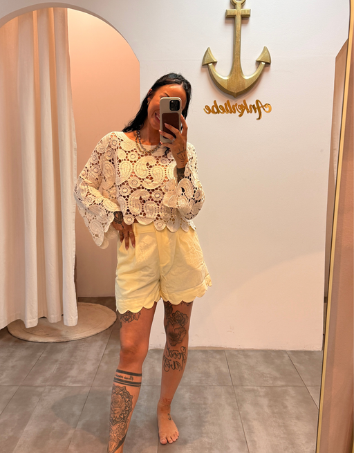 crochet top paisley  | beige baumwolle
