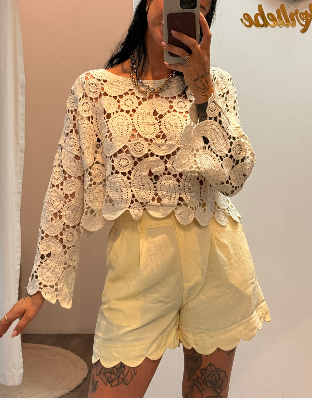 leichte leinen-look shorts | butteryellow
