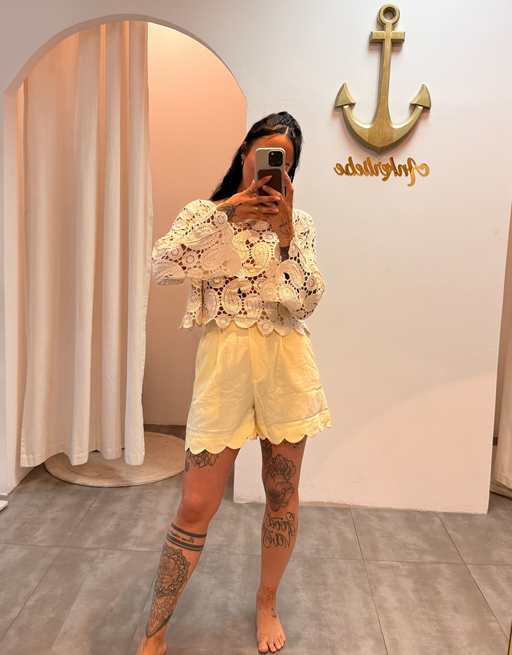 leichte leinen-look shorts | butteryellow