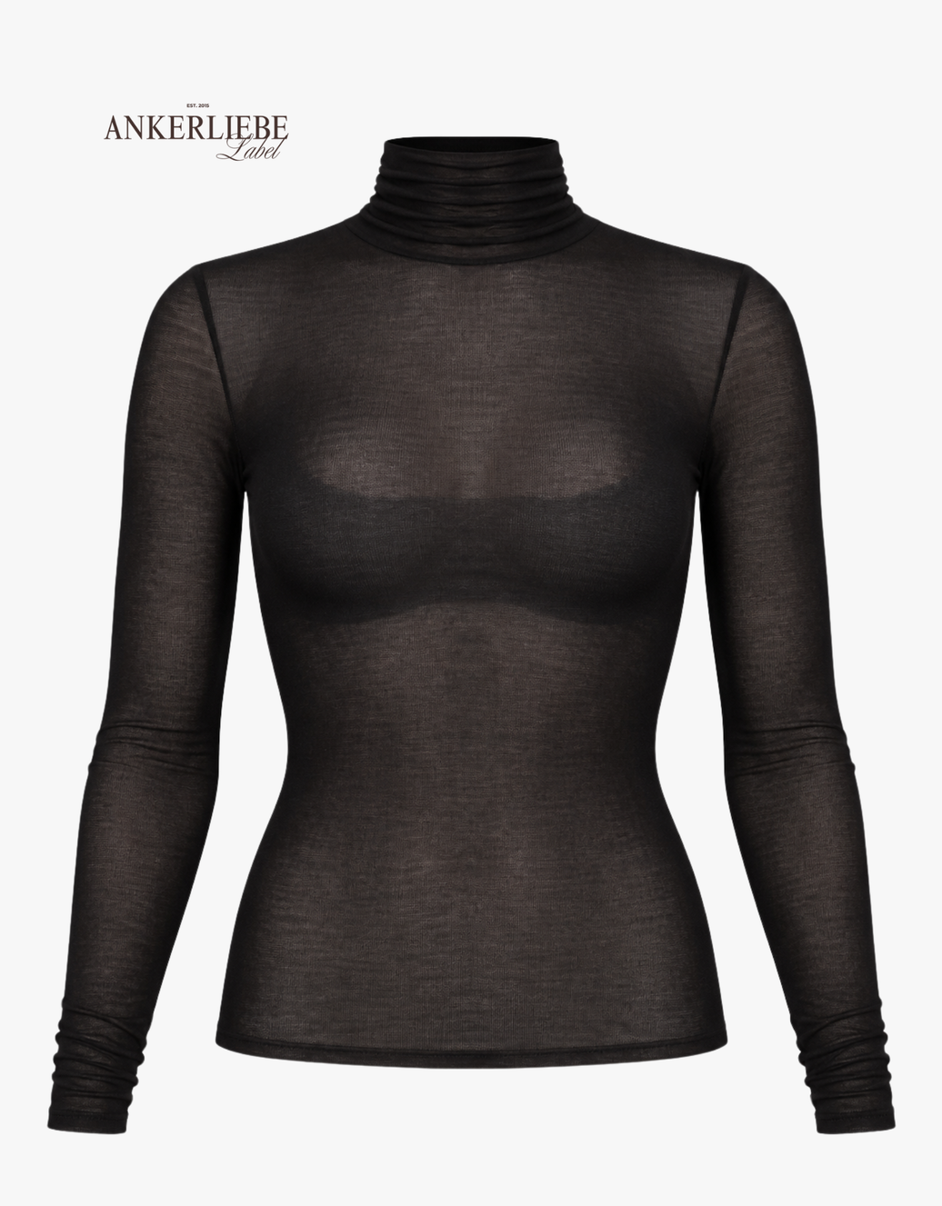 kaschmir shirt langarm mit rolli  | schwarz