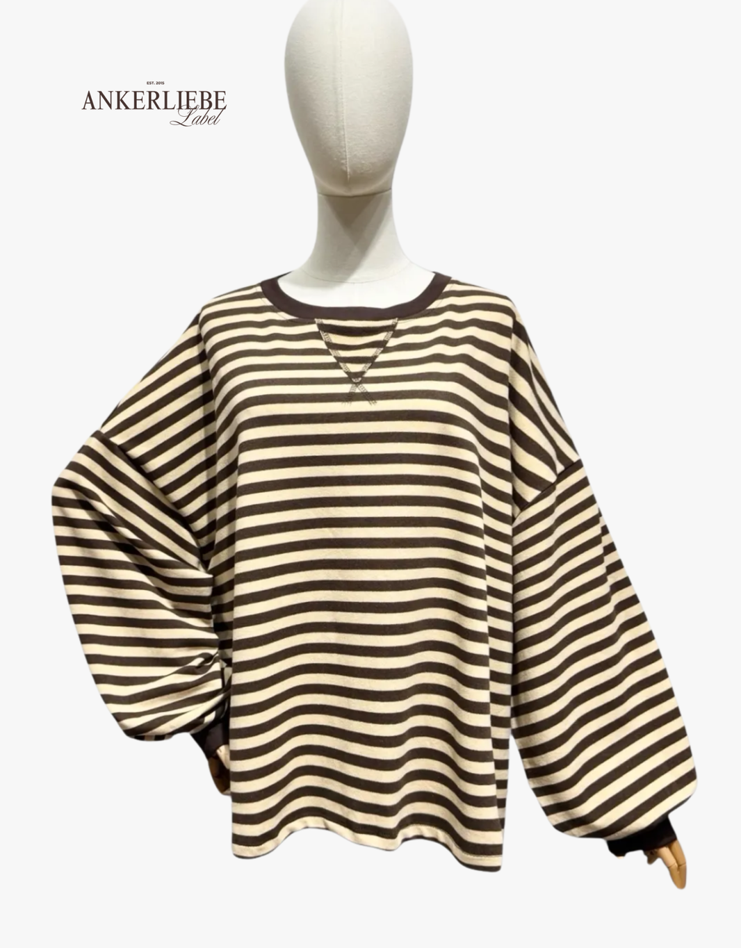 sweatshirt gestreift | choco/beige