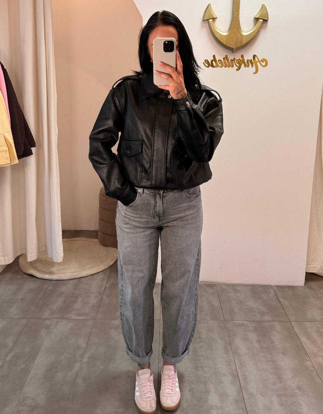 image bomber lederjacke (vegan)  | schwarz