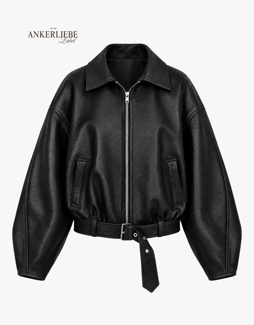 oversized leatherlook bomber jacket | schwarz