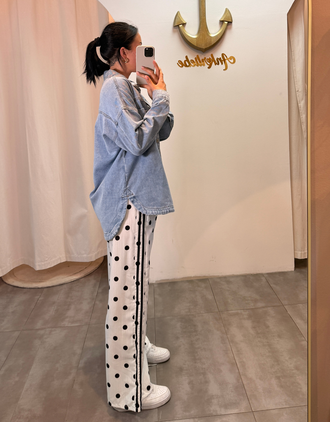 image leichte Hose | gepunktet | weiß