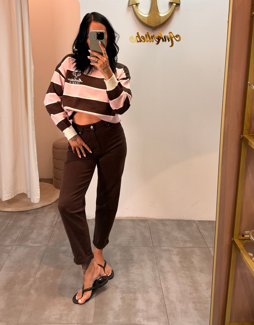 viscose sweatshirt manhattan tennis | rosa/braun