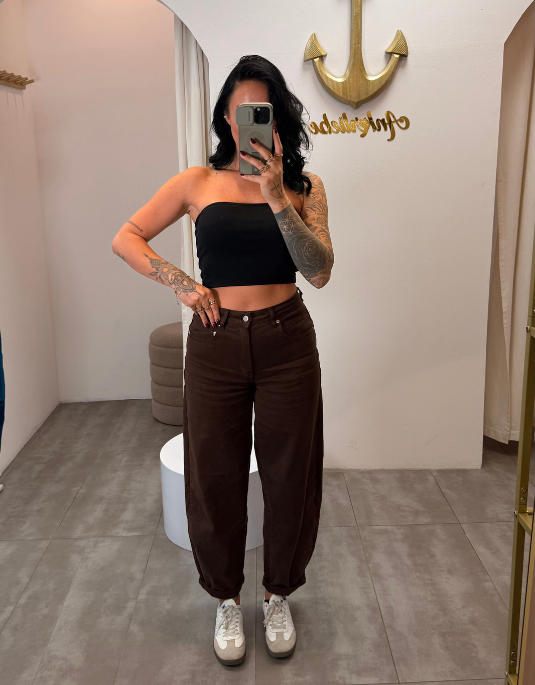 image basic top trägerlos | cropped | schwarz