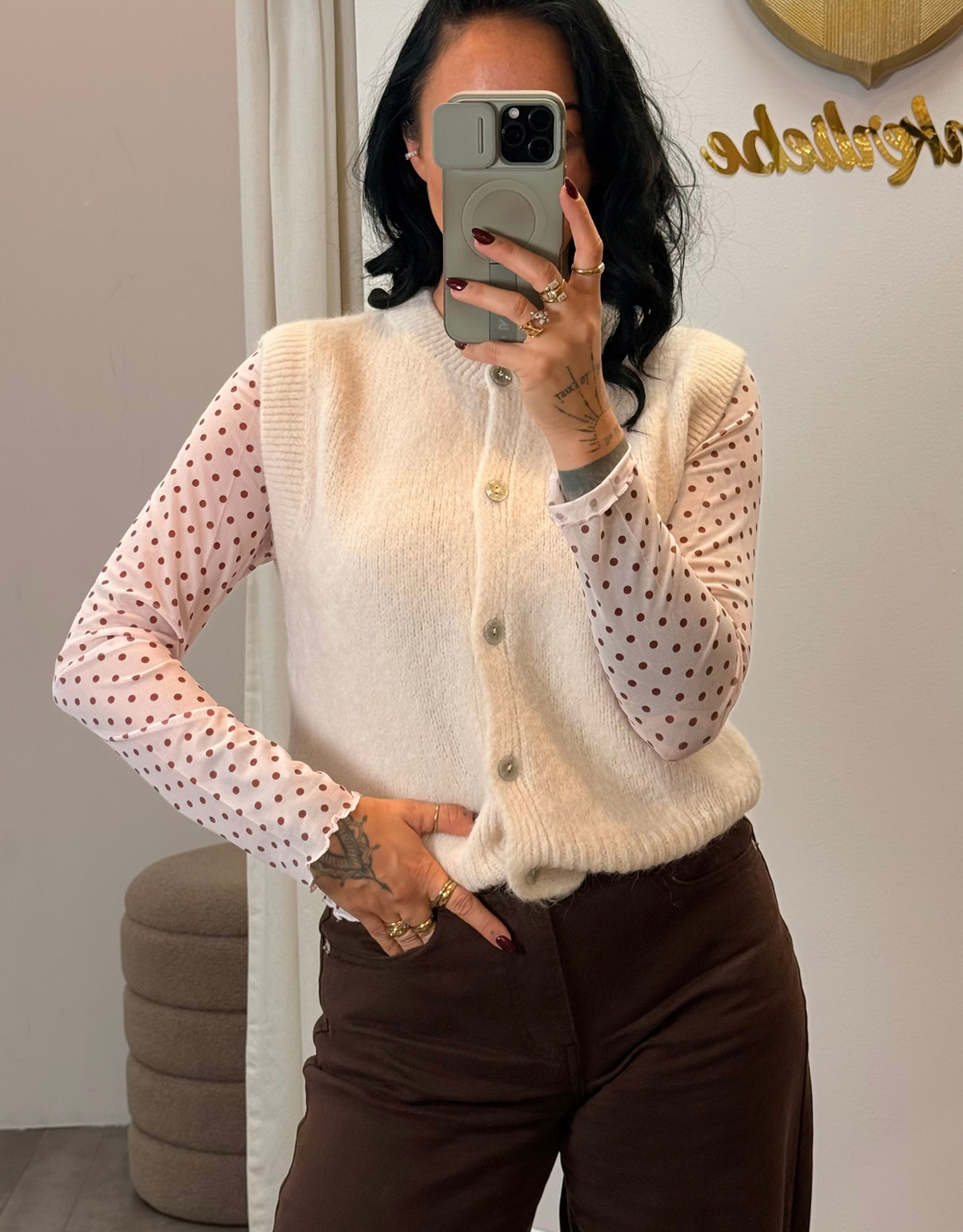 mesh top gepunktet | rosa burgund