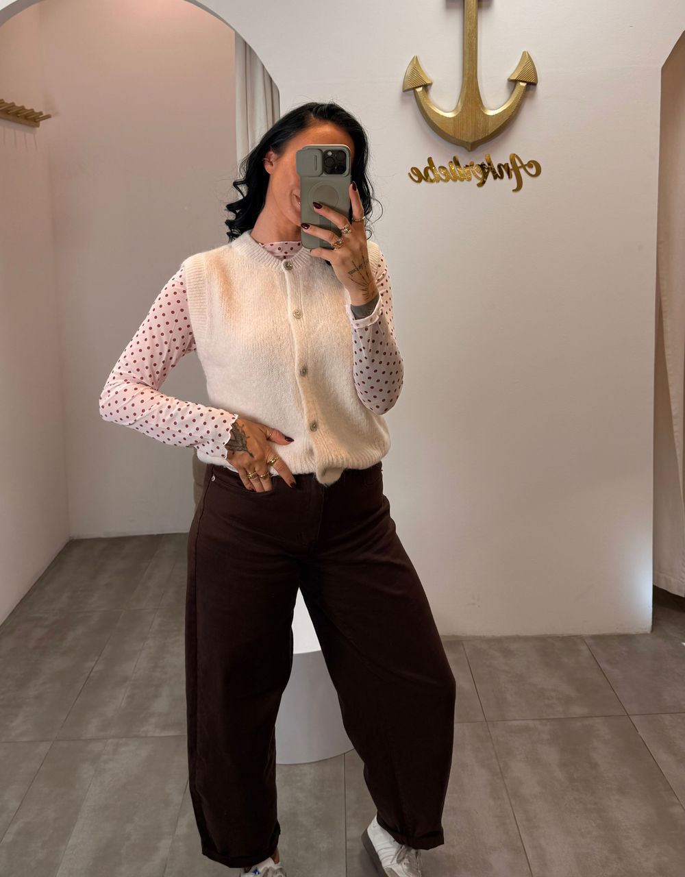 flauschige mohair weste mit knöpfen | creme