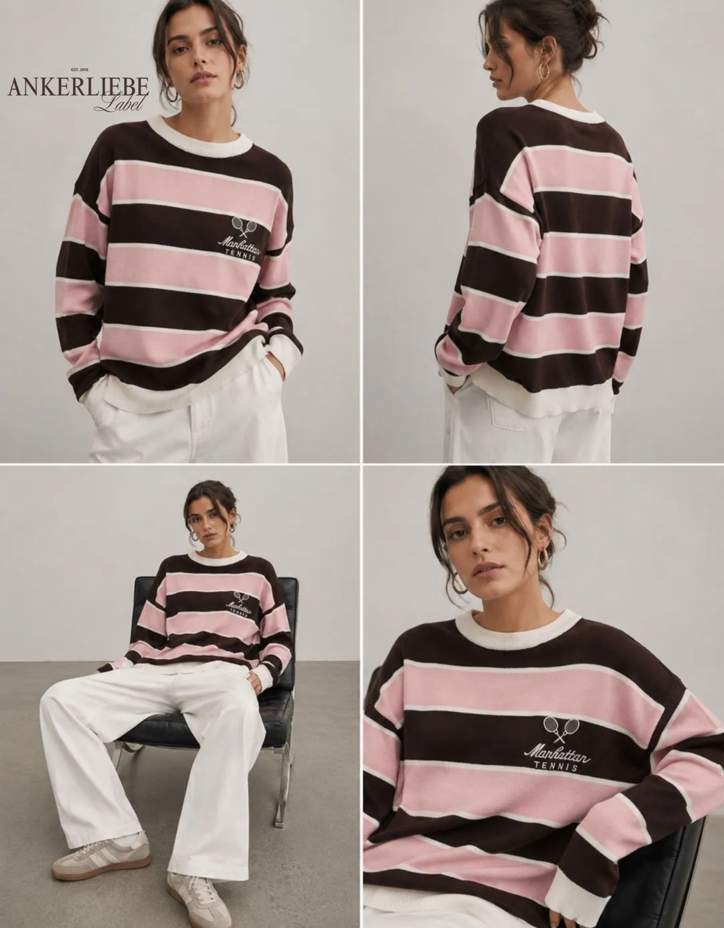 viscose sweatshirt manhattan tennis | rosa/braun