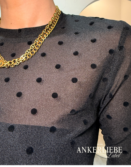 mesh shirt gepunktet | schwarz