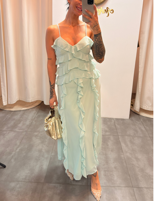 midi kleid rüschen | mint
