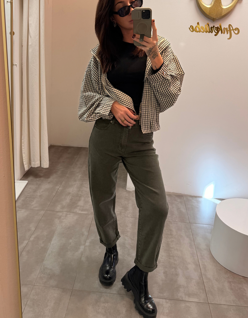 mom jean olive khaki | soft denim
