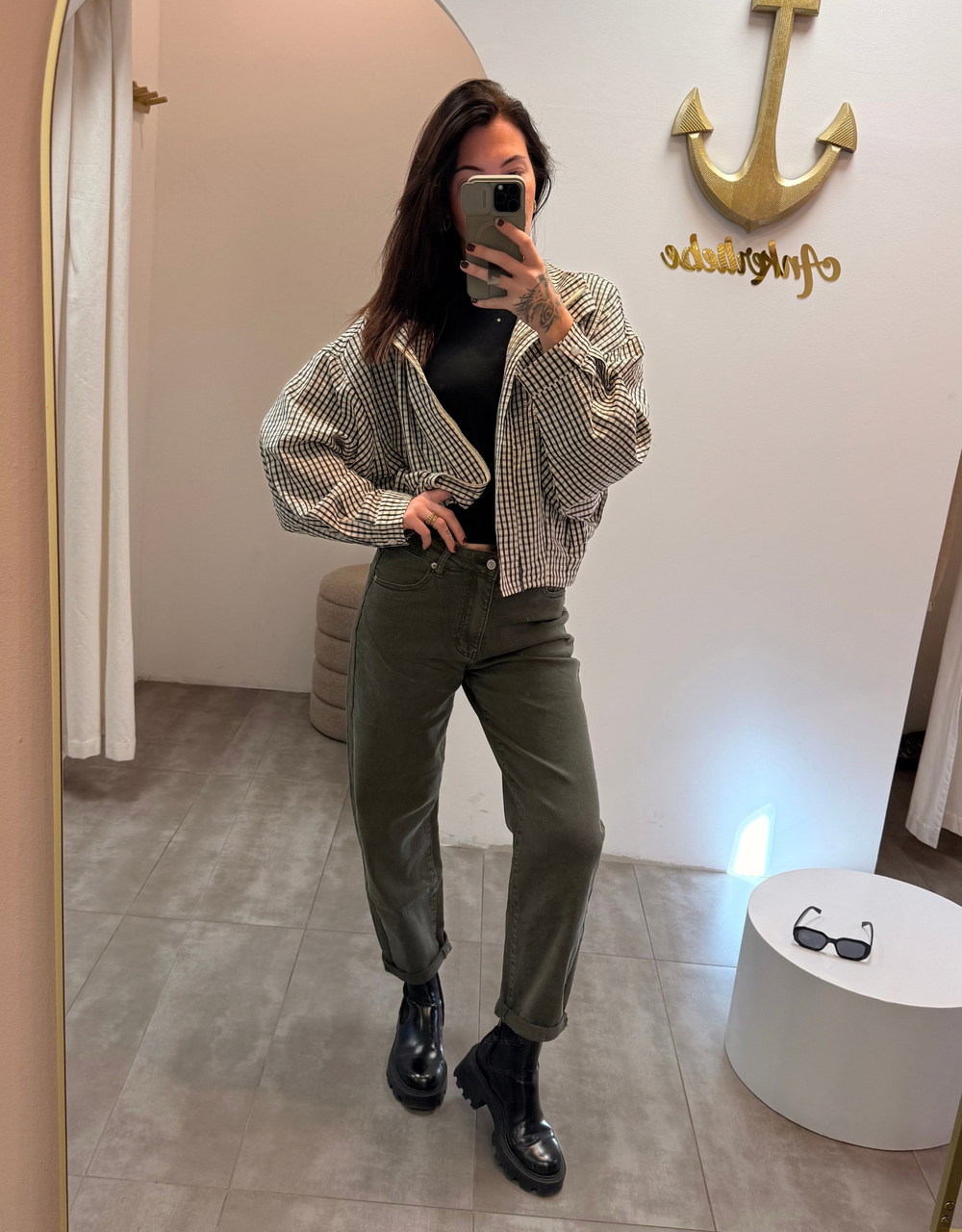 mom jean olive khaki | soft denim