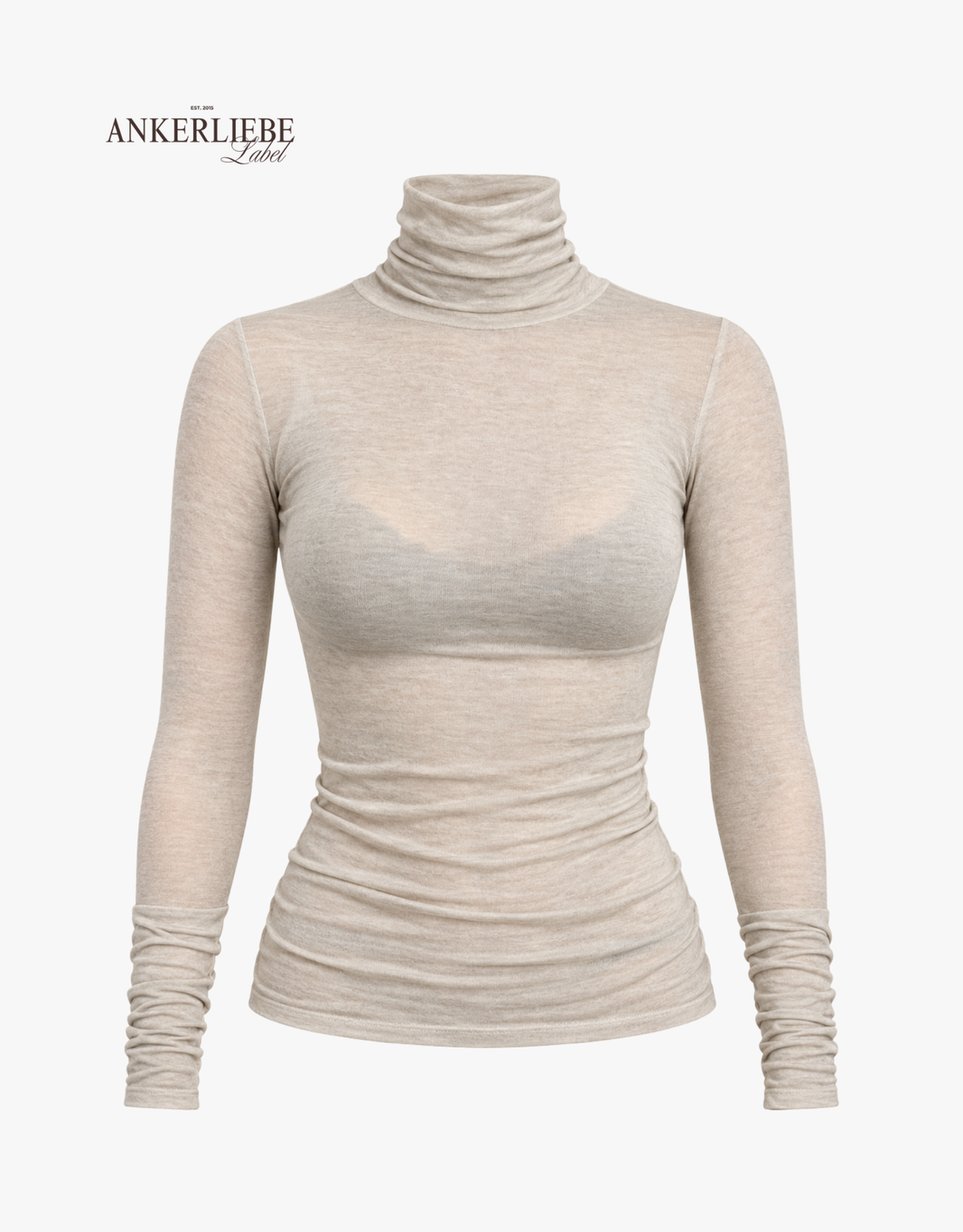 kaschmir shirt langarm mit rolli  | champagne