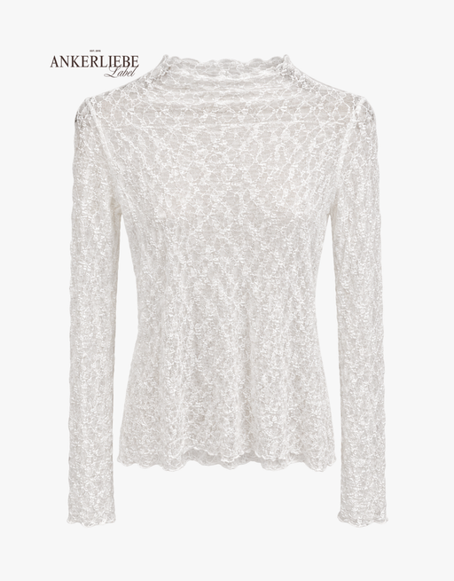 spitzenshirt langarm | weiß