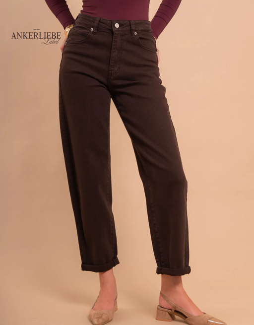 mom jean perfect choco | soft denim