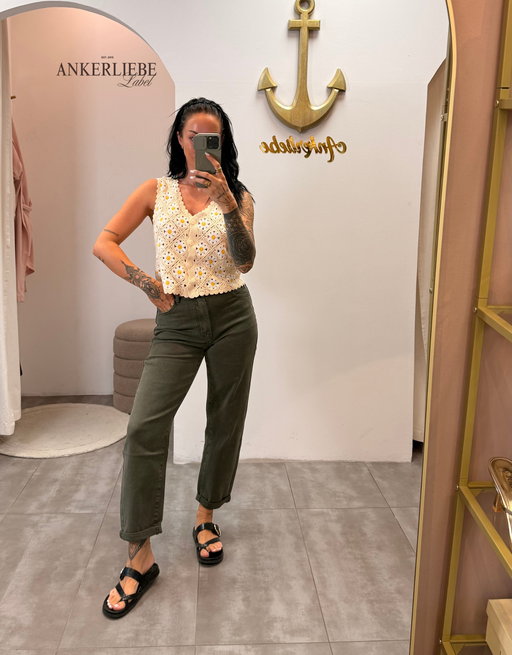mom jean olive khaki | soft denim