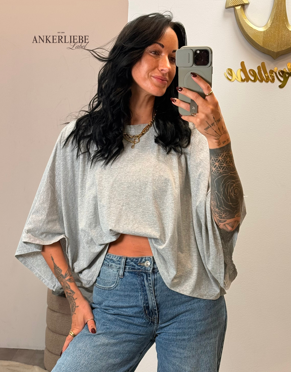 superlight perfect crop shirt | oversized | hellgrau
