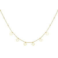 Halskette aus Edelstahl mit Kleeblatt-Charms in Gold und Silber – wasserfest & elegant.