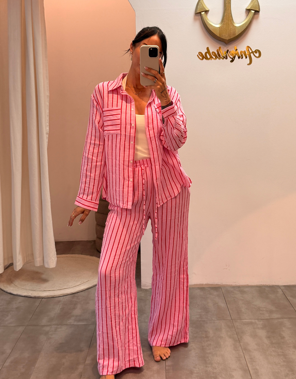 musselin hemd lang | sweet pink