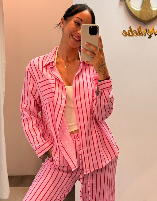 musselin hemd lang | sweet pink