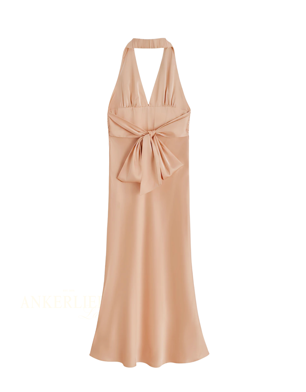 image maxi satin kleid neckholder | light peach