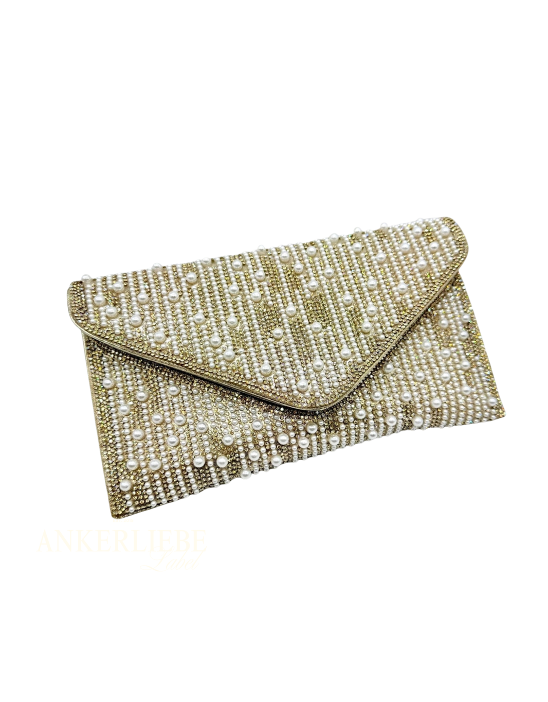 image perlen clutch flach | gold