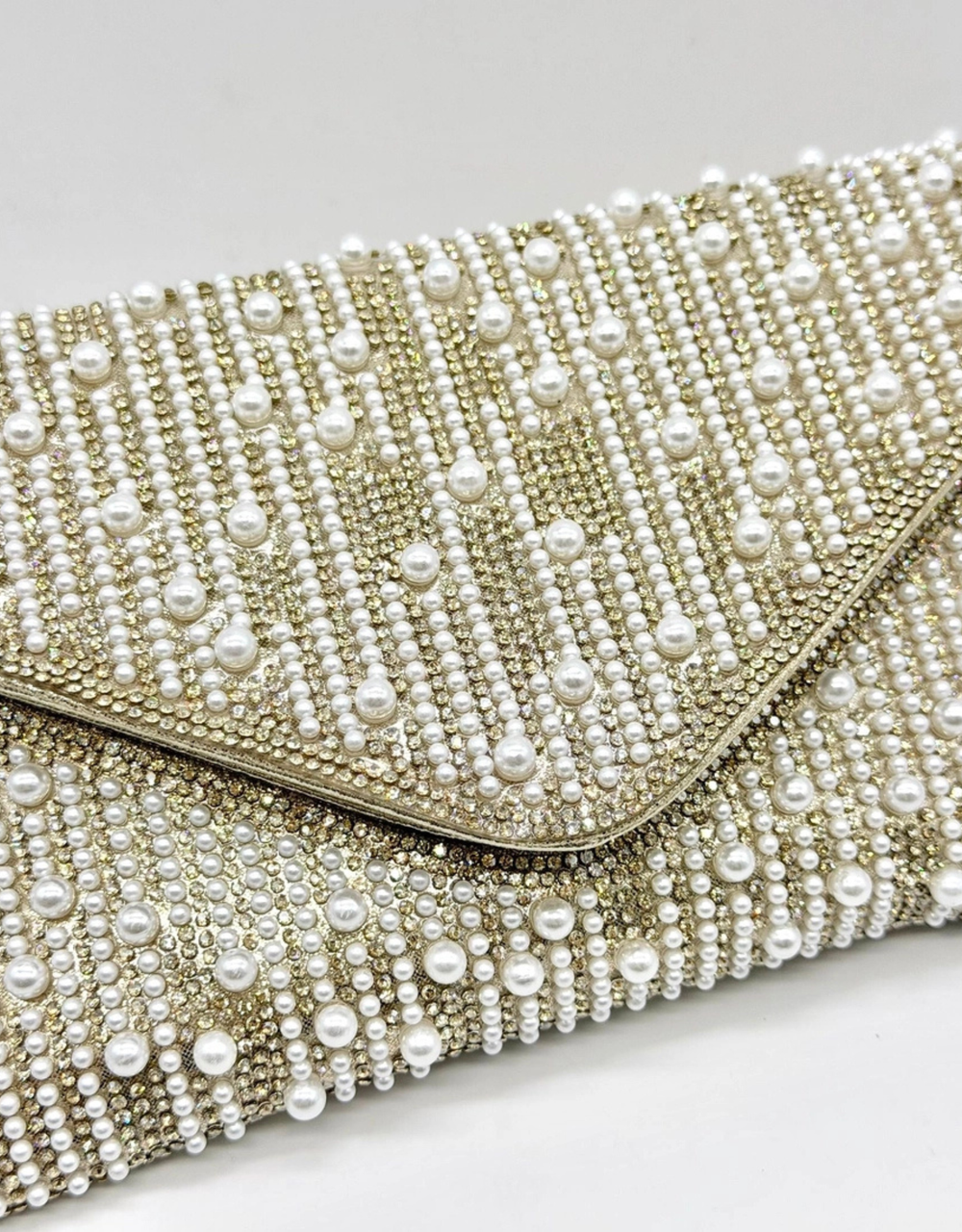 perlen clutch flach