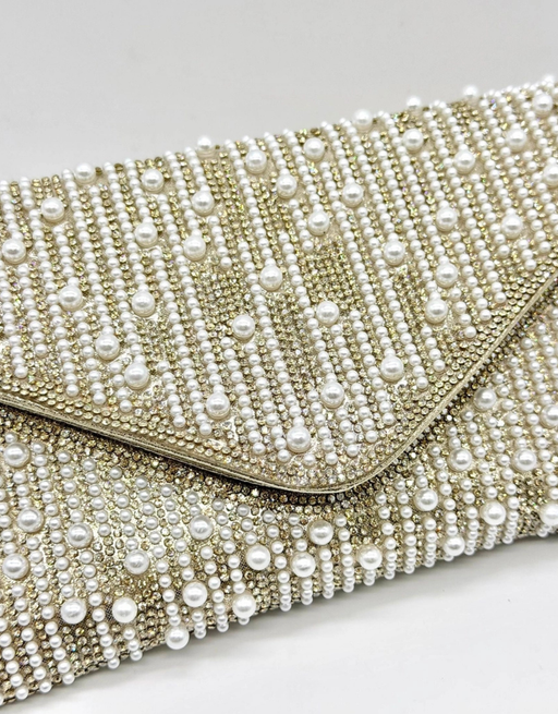 perlen clutch flach